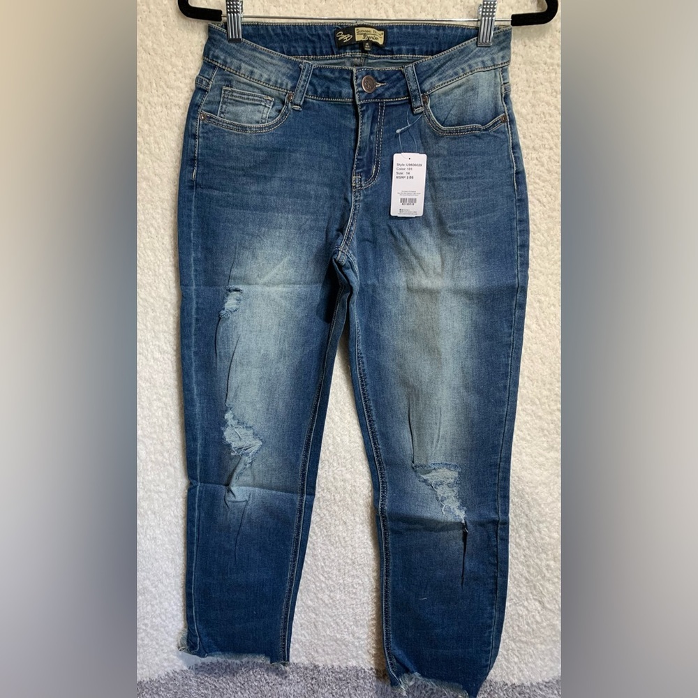 NWT Suzanne Betro Distressed Boyfriend Jeans Sz 14